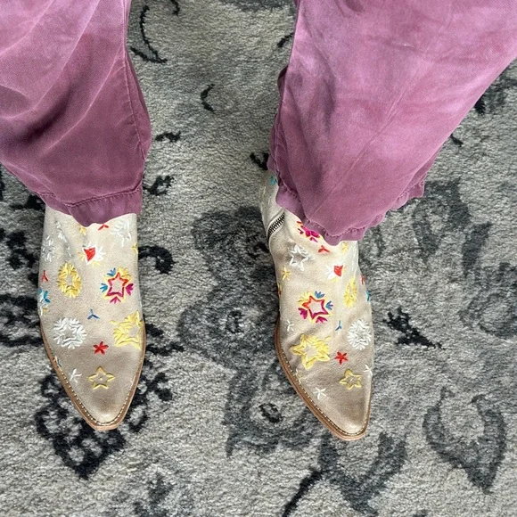 FREE PEOPLE•BOWERS EMBROIDERED WESTERN BOOTS - Sz 39.5 - Picture 1 of 16